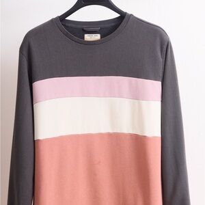 Colorblock Marine Layer Sweatshirt in Terra Cotta, White, and Gray
